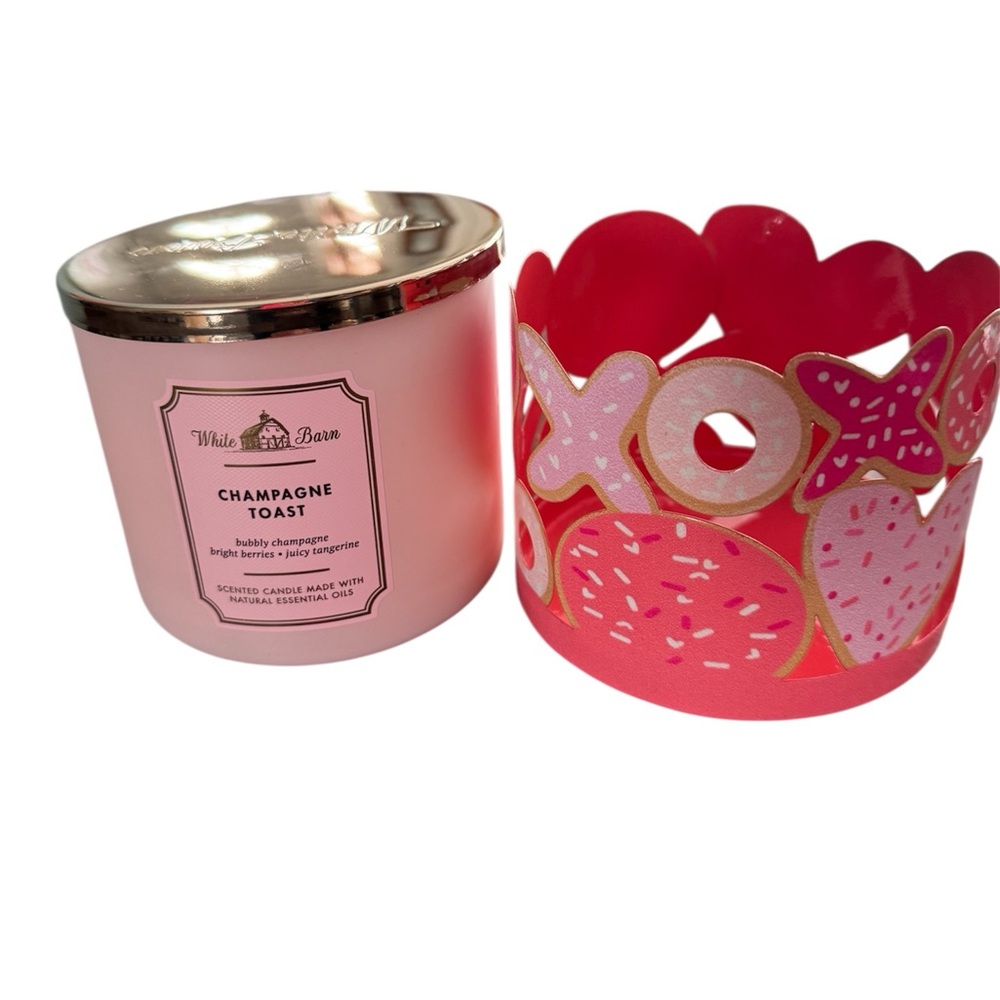 Bath & Body Works Champagne Toast Candle with Valentine’s Day XOXO Holder NWT